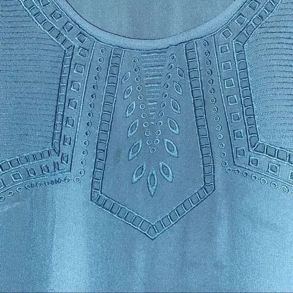 Skies Are Blue Dark Teal Embroidered Top Small S - Picture 3 of 11